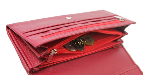 Portfel Damski PolskaGalanteria Długi Max Z Suwakiem Skóra Naturalna Bordowy D13