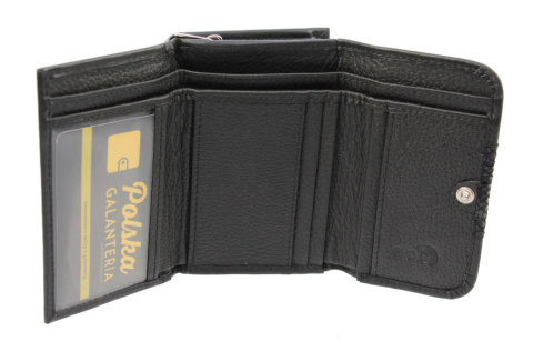 Portfel Damski Skórzany PolskaGalanteria 12 cm Suwak Skóra Naturalna Czarny D1208Z 12 x 9 x 3 [cm]