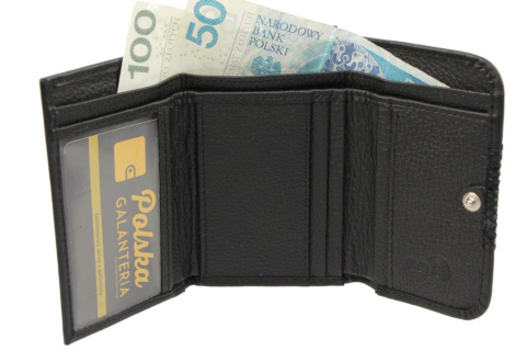 Portfel Damski Skórzany PolskaGalanteria 12 cm Suwak Skóra Naturalna Czarny D1208Z 12 x 9 x 3 [cm]