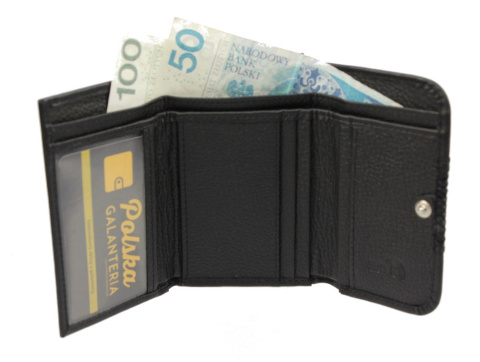 Portfel Damski Skórzany PolskaGalanteria 12 cm Suwak Skóra Naturalna Czarny D1208Z 12 x 9 x 3 [cm]