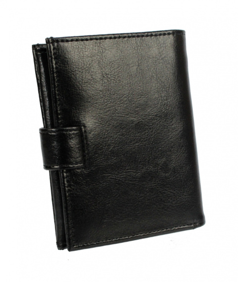Portfel Męski PolskaGalanteria Skóra Naturalna Duży Pionowy Z Zapięciem Dwa Skrzydełka Duża Kieszeń Na Bilon KP852/1