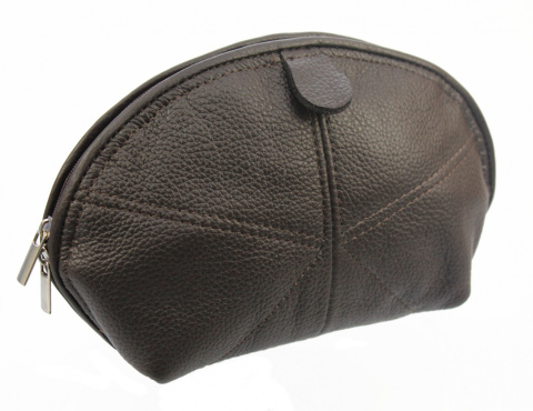 Skórzana Kosmetyczka Półokrągła ELKOR (PL) Duża KD50 22 x 13 x 6 [cm] K79