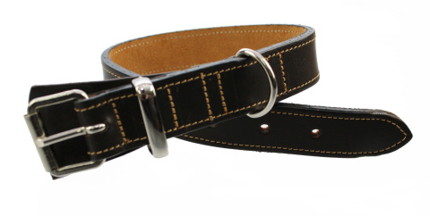 Solidna Obroża Dla Psa Czekoladowa z Beżową Nitką Skóra Naturalna 20 mm 22-30 [cm] WIREX (PL)