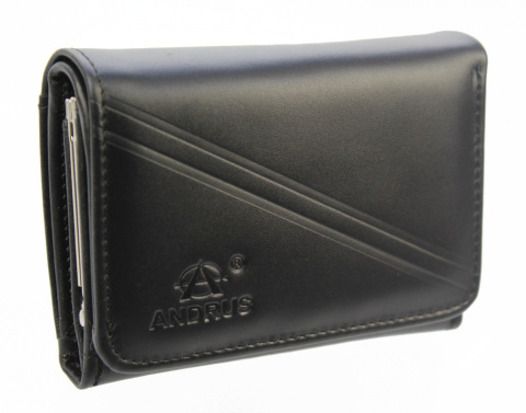 Wygodny Portfel Damski ANDRUS (PL) 12 cm Klamra Skóra Naturalna 12 x 9 x 3 [cm]