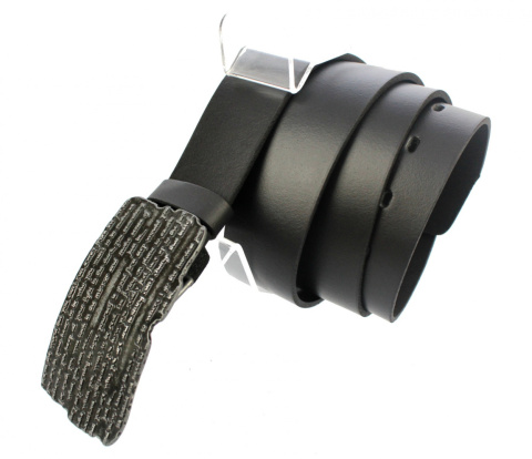 Pasek Skórzany COMPLEX (PL) Skóra Licowa 40 mm Klamra Pełna na Bolczyk BLASZKA "NAPISY"