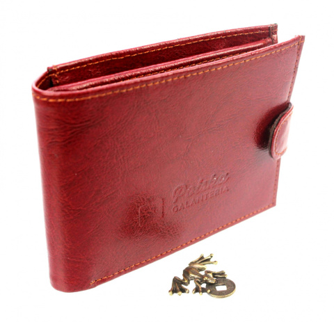 Portfel Męski Skórzany PolskaGalanteria Skóra Licowa Duży Poziomy Z Zapięciem Bordowy