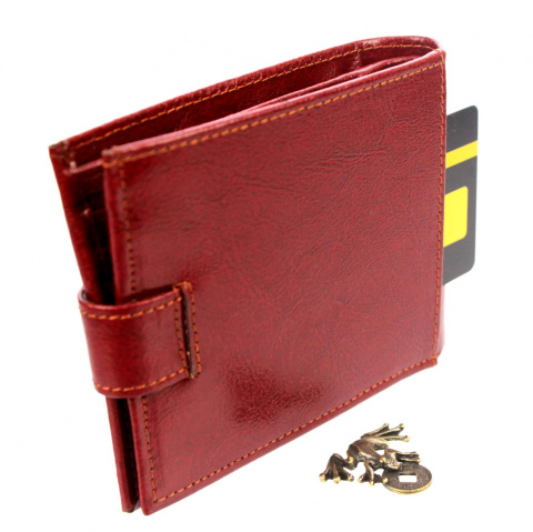 Portfel Męski Skórzany PolskaGalanteria Skóra Licowa Duży Poziomy Z Zapięciem Bordowy