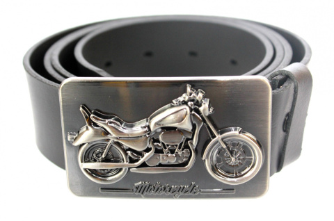Pasek Skórzany COMPLEX (PL) Skóra Licowa 40 mm Klamra Pełna na Bolczyk BLASZKA "Motorcycle" CBOL40/12