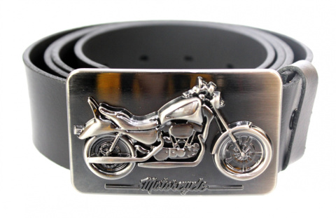 Pasek Skórzany COMPLEX (PL) Skóra Licowa 40 mm Klamra Pełna na Bolczyk BLASZKA "Motorcycle" CBOL40/12