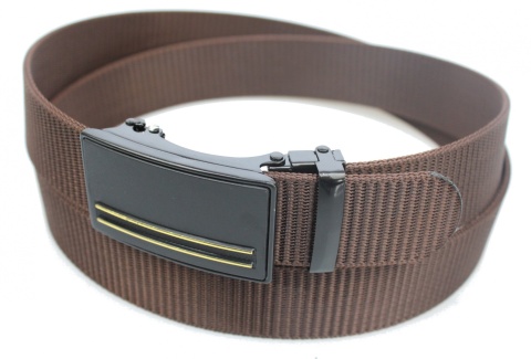 Elegancki Pasek Parciany PolskaGalanteria (PL) Mocny PARCIAK 35 mm Z WIZYTOWĄ Klamrą SAMOZACISKOWĄ Brązowy