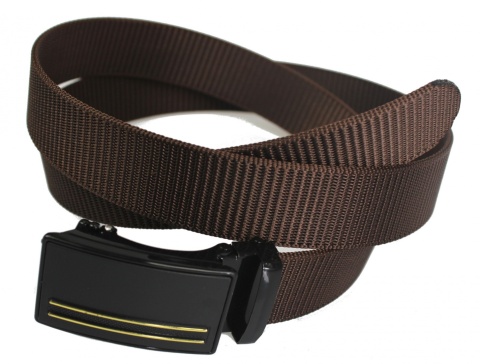 Elegancki Pasek Parciany PolskaGalanteria (PL) Mocny PARCIAK 35 mm Z WIZYTOWĄ Klamrą SAMOZACISKOWĄ Brązowy