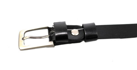 Pasek Dziecięcy Skórzany COMPLEX (PL) 30 mm Skóra Naturalna CZARNY Wąski