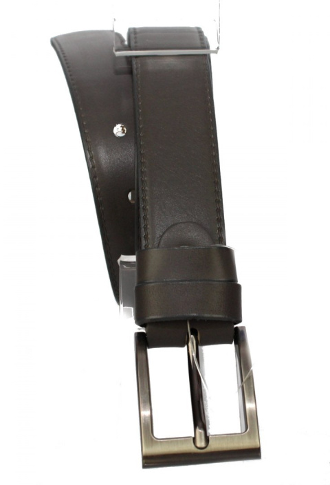 Pasek Skórzany COMPLEX (PL) Skóra Naturalna "IMITACJA SZYCIA CIENKĄ NITKĄ" 40 mm CZARNY POŁYSK