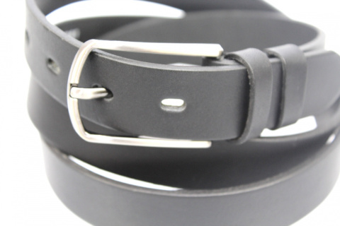 Pasek Damski Elegancki Skórzany COMPLEX (PL) GŁADKI Skóra Licowa EXTRA 30 mm CZARNY