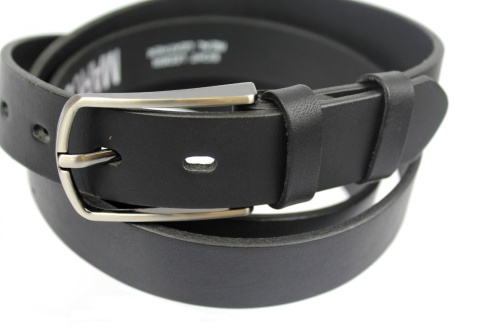 Pasek Damski Elegancki Skórzany COMPLEX (PL) GŁADKI Skóra Licowa EXTRA 30 mm CZARNY