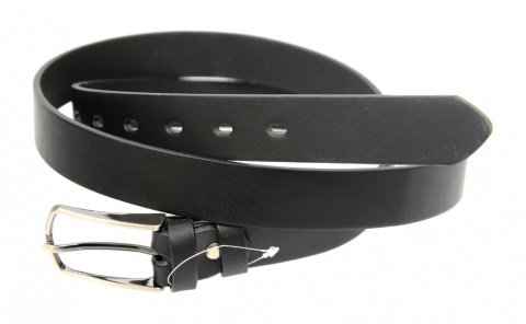 Pasek Damski Elegancki Skórzany COMPLEX (PL) GŁADKI Skóra Licowa EXTRA 30 mm CZARNY