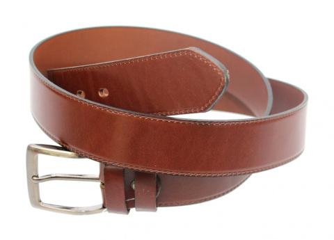 Pasek Męski Skórzany COMPLEX (PL) "GŁADKI" IMITACJA SZYCIA Skóra Licowa EXTRA 40 mm BRĄZOWY