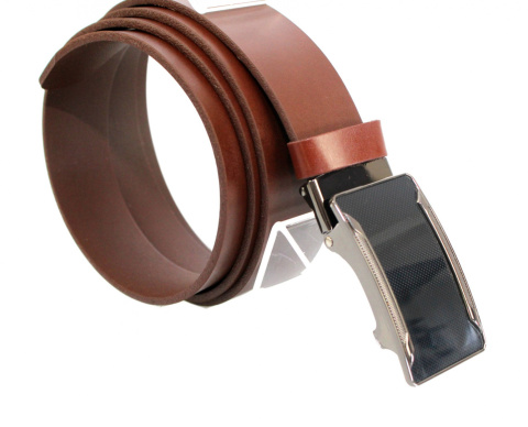 Pasek Skórzany Do Garnituru COMPLEX (PL) 35 mm AUTOMAT SAMOZACISK KLAMRA "CZ 25" Skóra Naturalna Licowa CZEKOLADOWY