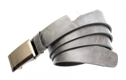 Pasek Skórzany Do Garnituru COMPLEX (PL) 35 mm AUTOMAT SAMOZACISK ŁAMANY KLAMRA "SREBRNA 5" Skóra Naturalna Licowa POPIELATY