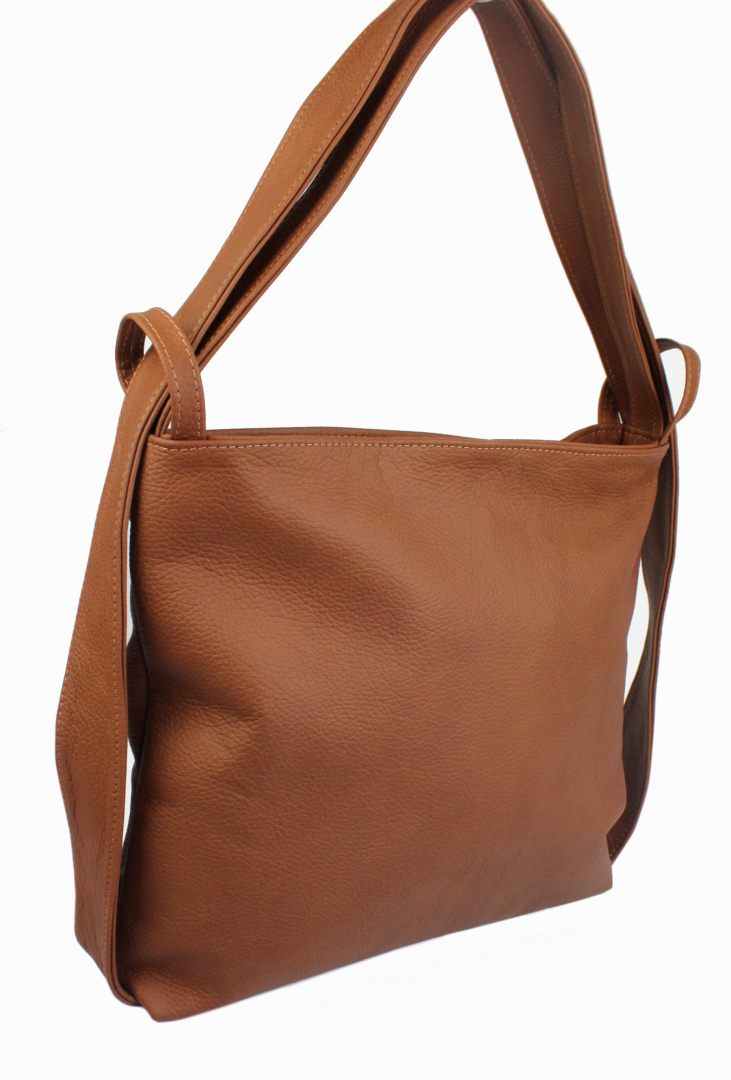 torebka plecak skórzany brązowy