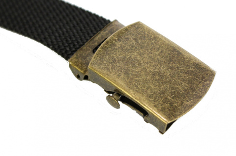 Pasek Parciany PolskaGalanteria (PL) Bawełniany PARCIAK 30 mm Złota Klamra Z Rolką CZARNY