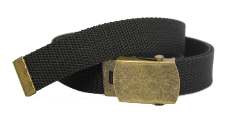 Pasek Parciany PolskaGalanteria (PL) Bawełniany PARCIAK 30 mm Złota Klamra Z Rolką CZARNY