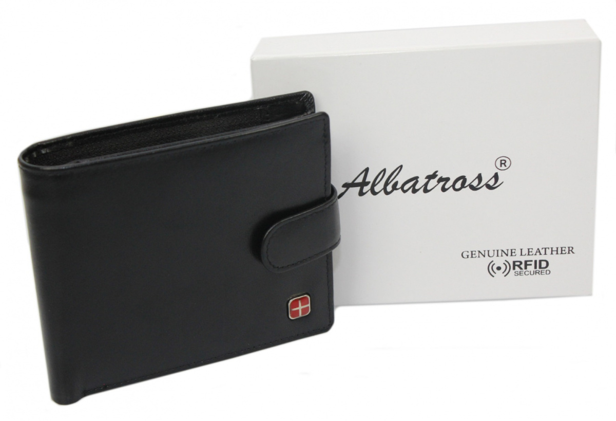 Portfel ALBATROSS (PL) Skóra Naturalna Licowa Duży Poziomy Z Zapięciem RFID AL-MW04