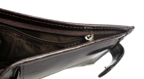 Portfel Męski ELKOR (PL) Skóra Licowa Poziomy Z Zapięciem Jedno Skrzydełko Duży Poziomy Suwak EL122