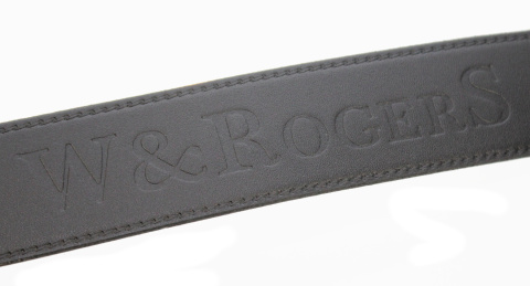 Pasek Skórzany COMPLEX (PL) Tłoczony Napis "W&ROGERS" Imitacja Szycia Skóra Naturalna EXTRA 40 mm CZARNY