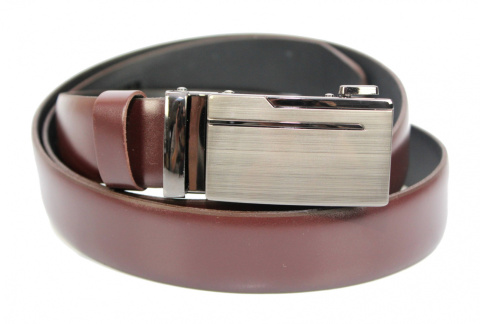 Wizytowy Pasek Skórzany 30 mm COMPLEX (PL) Pełna Klamra AUTOMAT/ZĄBEK Garnitur CZEKOLADOWY Zaokrąglony AZ30/KAZ59