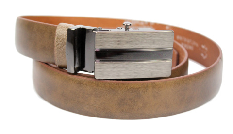 Wizytowy Pasek Skórzany 30 mm COMPLEX (PL) Pełna Klamra AUTOMAT/ZĄBEK Garnitur OLIWKOWY Zaokrąglony AZ30/KAZ2