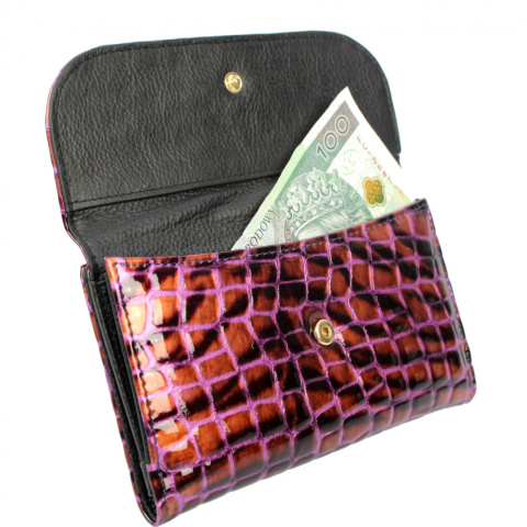 Portfel Damski Skórzany Jennifer Jones Skóra Licowa Duży Organizer LAKIEROWANA SKÓRA WĘŻA JJ5266 17 x 10 x 2 [cm]