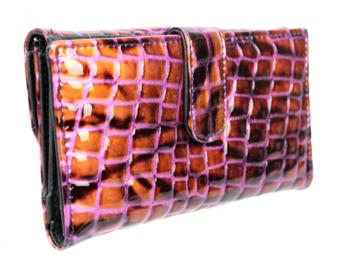 Portfel Damski Skórzany Jennifer Jones Skóra Licowa Duży Organizer LAKIEROWANA SKÓRA WĘŻA JJ5266 17 x 10 x 2 [cm]