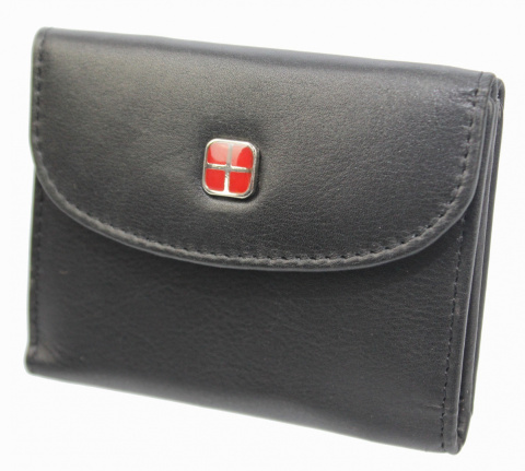 Portfelik Uniwersalny Mała Sakieweczka Skórzana MARS ALBATROSS (PL) Skóra Naturalna CZARNY SN-3770 RFID 7 x 9 [cm]