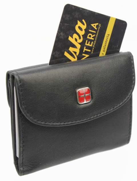 Portfelik Uniwersalny Mała Sakieweczka Skórzana MARS ALBATROSS (PL) Skóra Naturalna CZARNY SN-3770 RFID 7 x 9 [cm]