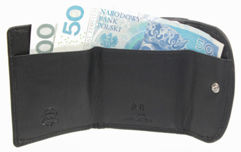 Portfelik Uniwersalny Mała Sakieweczka Skórzana MARS ALBATROSS (PL) Skóra Naturalna CZARNY SN-3770 RFID 7 x 9 [cm]