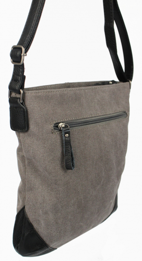 Torebka Skórzana Jennifer Jones Listonoszka CANVAS Z Elementami Skórzanymi GRAFITOWO-BEŻOWA JJ4550 29 x 28 x 3 [cm]