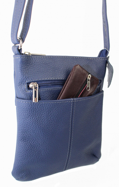 Torebka Skórzana MAGRE (PL) MEGI Mała Listonoszka Skóra Naturalna CIEMNY GRANATOWY