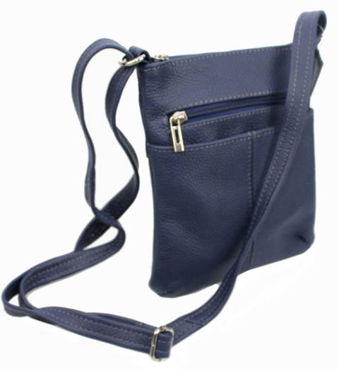 Torebka Skórzana MAGRE (PL) MEGI Mała Listonoszka Skóra Naturalna CIEMNY GRANATOWY