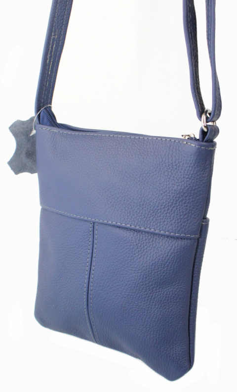 Torebka Skórzana MAGRE (PL) MEGI Mała Listonoszka Skóra Naturalna CIEMNY GRANATOWY