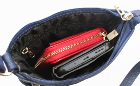 Torebka Skórzana MAGRE (PL) MEGI Mała Listonoszka Skóra Naturalna CIEMNY GRANATOWY