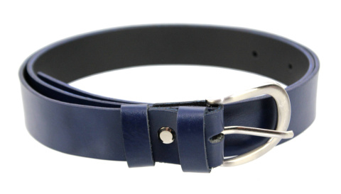 Pasek Damski Skórzany Gładki Z Teksturą COMPLEX (PL) 30 mm GRANATOWY Szerokość Standardowa