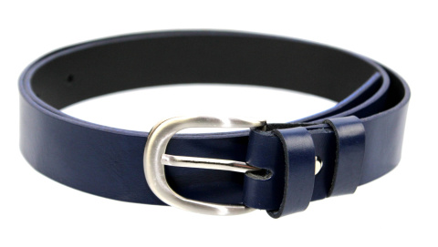 Pasek Damski Skórzany Gładki Z Teksturą COMPLEX (PL) 30 mm GRANATOWY Szerokość Standardowa