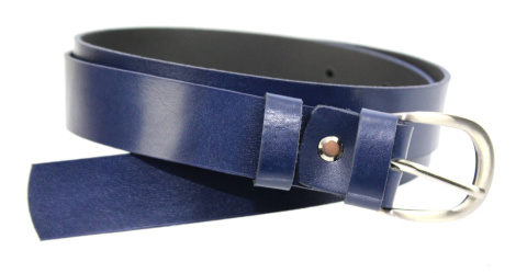 Pasek Damski Skórzany Gładki Z Teksturą COMPLEX (PL) 30 mm GRANATOWY Szerokość Standardowa