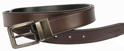 Pasek Męski Dwa w Jednym Skórzany PolskaGalanteria.pl (PL) ''DWUSTRONNY'' Skóra Licowa EXTRA 30 mm CZARNO-CZEKOLADOWY 935