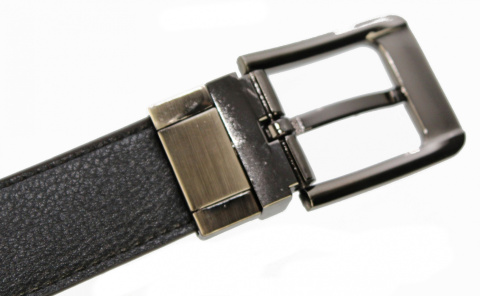 Pasek Męski Dwa w Jednym Skórzany PolskaGalanteria.pl (PL) ''DWUSTRONNY'' Skóra Licowa EXTRA 30 mm CZARNO-CZEKOLADOWY 935