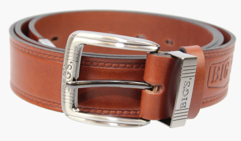 Pasek Męski Skórzany COMPLEX (PL) KASZTANOWY BIG S "IMITACJA SZYCIA CIENKĄ NITKĄ" Skóra Licowa EXTRA 40 mm