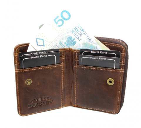 Portfel Skórzany Bułeczka Mini WILD Skóra Licowa Suwak WI5511 11 x 8 x 3 [cm]