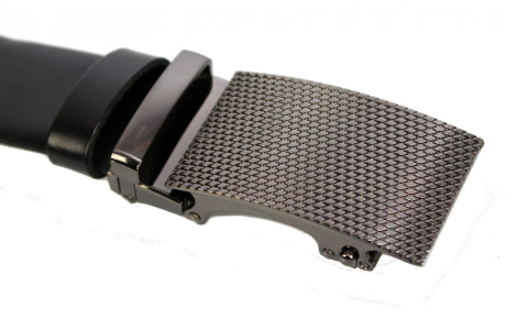 Wizytowy Pasek Skórzany 35 mm COMPLEX (PL) Pełna Klamra AUTOMAT/ZĄBEK Garnitur CZARNY Zaokrąglony AZ35/KAZ58