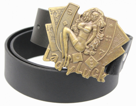 Pasek Skórzany COMPLEX (PL) Skóra Licowa 40 mm Klamra Pełna Na Bolczyk BLASZKA "LADY LUCK" CBOL40/30